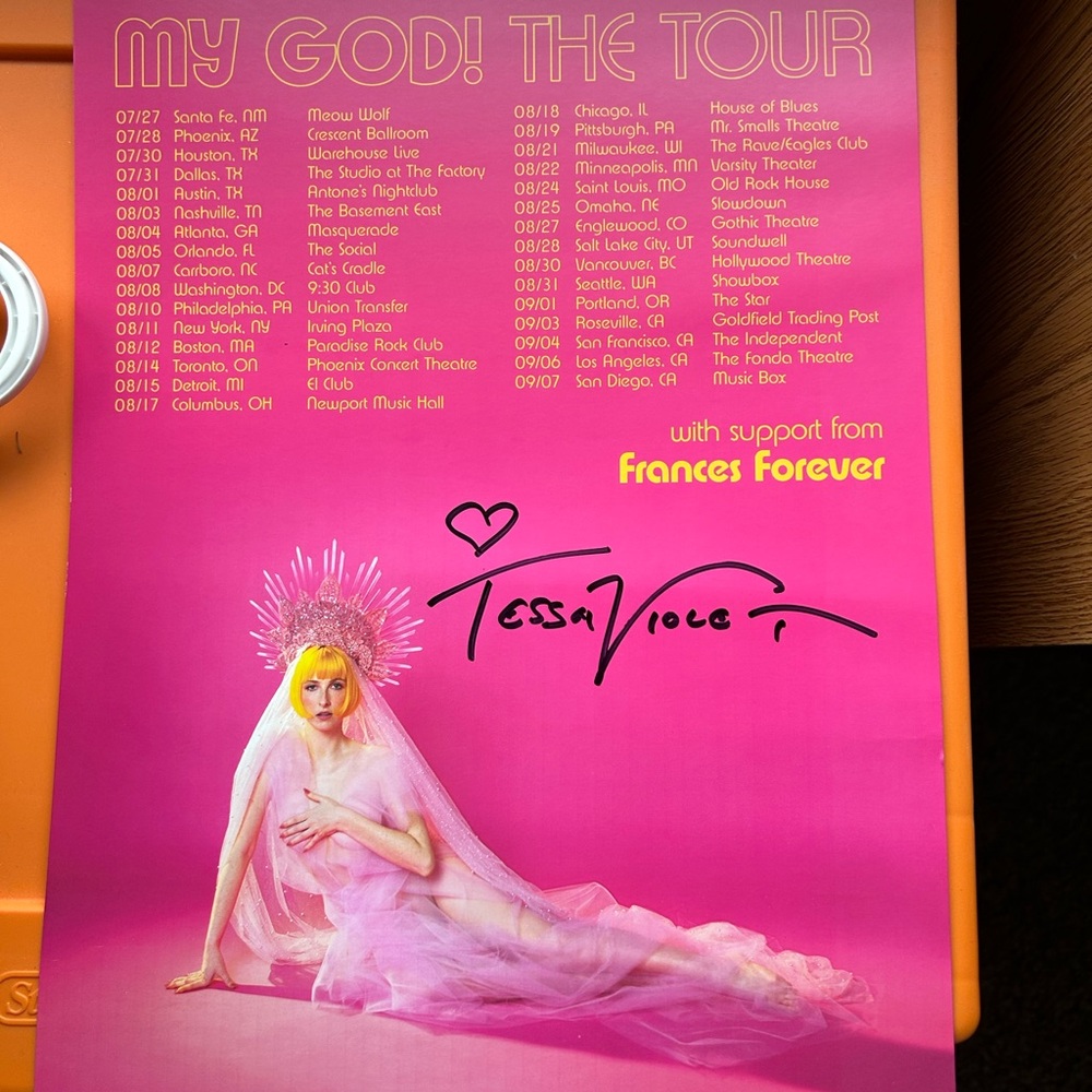 Tessa Violet signed tour poster